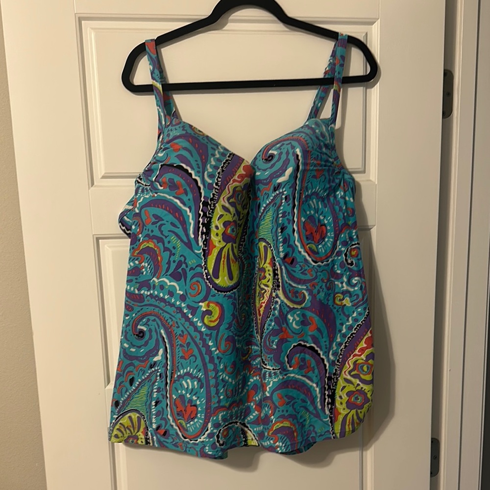Lane Bryant Blue Pink Graphic Swim Camisole